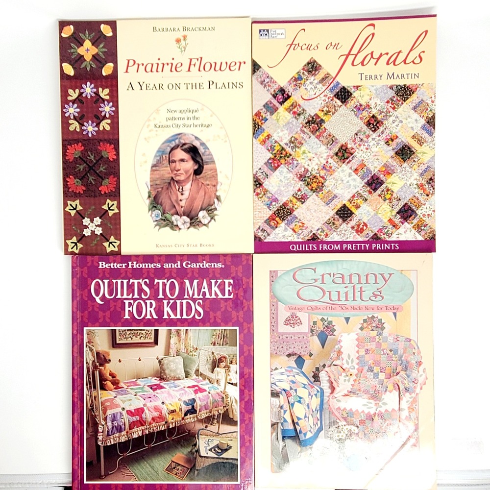 Quilting Pattern Book Lot 4 Prairie Flower Florals Granny Kids Crafts Good